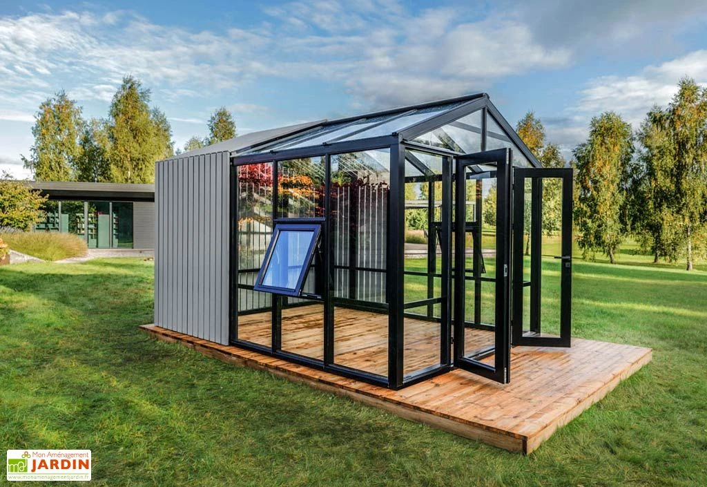 Serre De Jardin En Bois Et Verre Trempé Avec Panneaux Occultants – Jasmin – Image 3