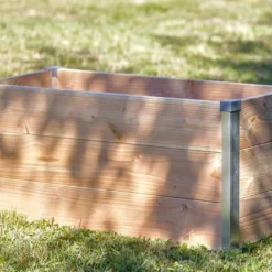 Jardinière En Bois Douglas Et Aluminium 75 X 35 X 36 Cm