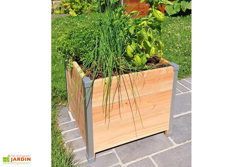 Bac à Fleurs En Bois Douglas Non Traité Et Aluminium - Design – Image 3