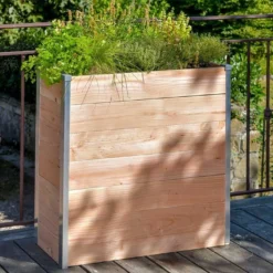 Jardinière En Bois Douglas Et Aluminium 75 X 35 X 80 Cm