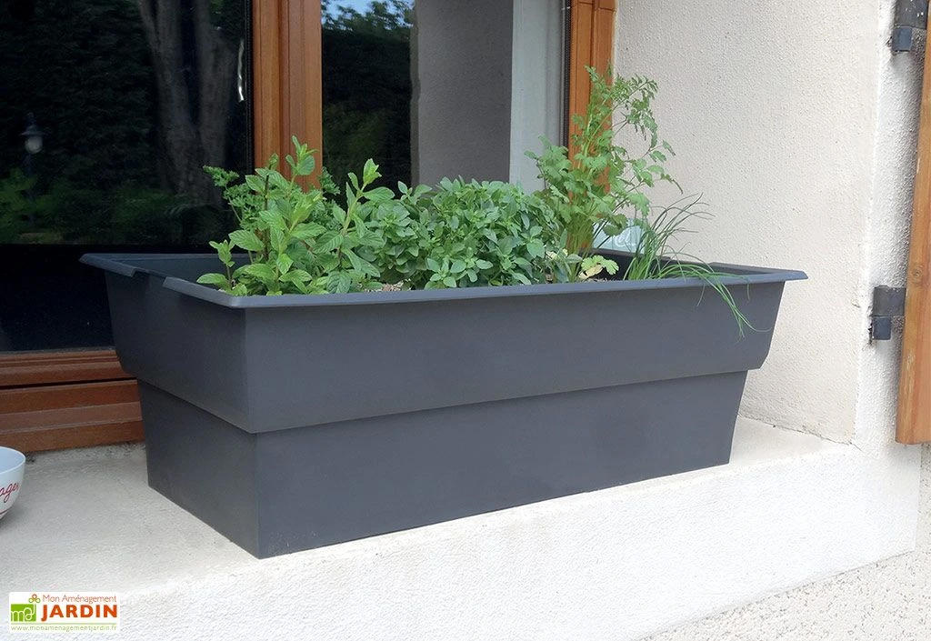 Jardinière Calipso Maxi Basic 40L + Pieds Amovibles – Grise – Image 2