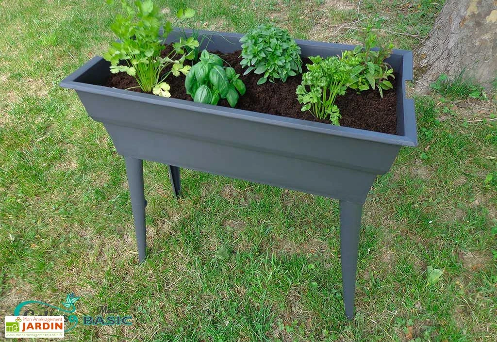 Jardinière Calipso Maxi Basic 40L + Pieds Amovibles – Grise – Image 4