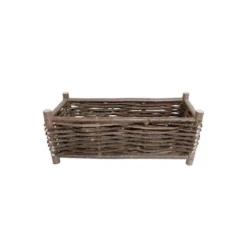 Jardinière Rectangulaire En Bois Noisetier Tressé 70x30x30cm
