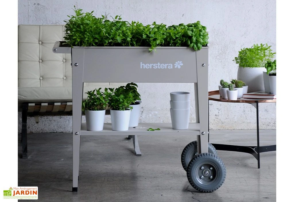 Jardinière Sur Pieds En Acier Avec Roues – Barcelona Liso – Image 2