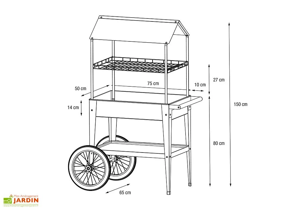 Potager Sur Pieds Avec Roues Et Toit 75 X 50 X 150 Cm – Urban Expert – Image 2