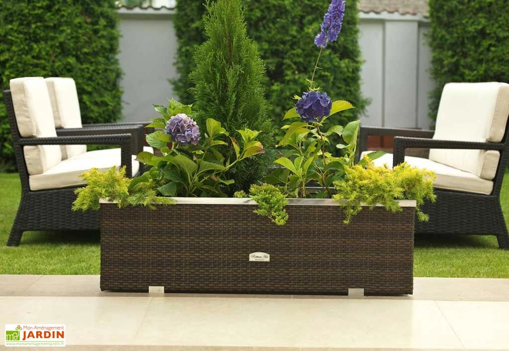 Jardinière En Résine Tressée 108x39x43cm (l,l,h) – Image 2