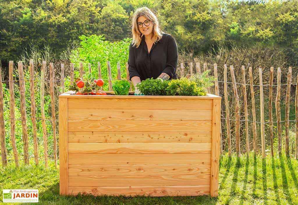 Jardinière En Bois De Mélèze Bac Potager 130 X 65 X 84 Cm – Image 3
