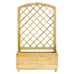 Bac à Fleurs Avec Treillis En Bois De Châtaignier – Claustra Arrondie