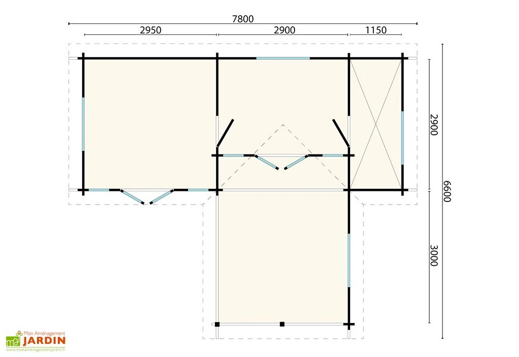 Bungalow De Jardin En Bois D’épicéa Brut Karl – 51,48 M² – Image 4