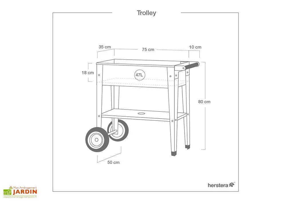 Jardinière Sur Pieds En Acier Avec Roues – Barcelona Liso – Image 6