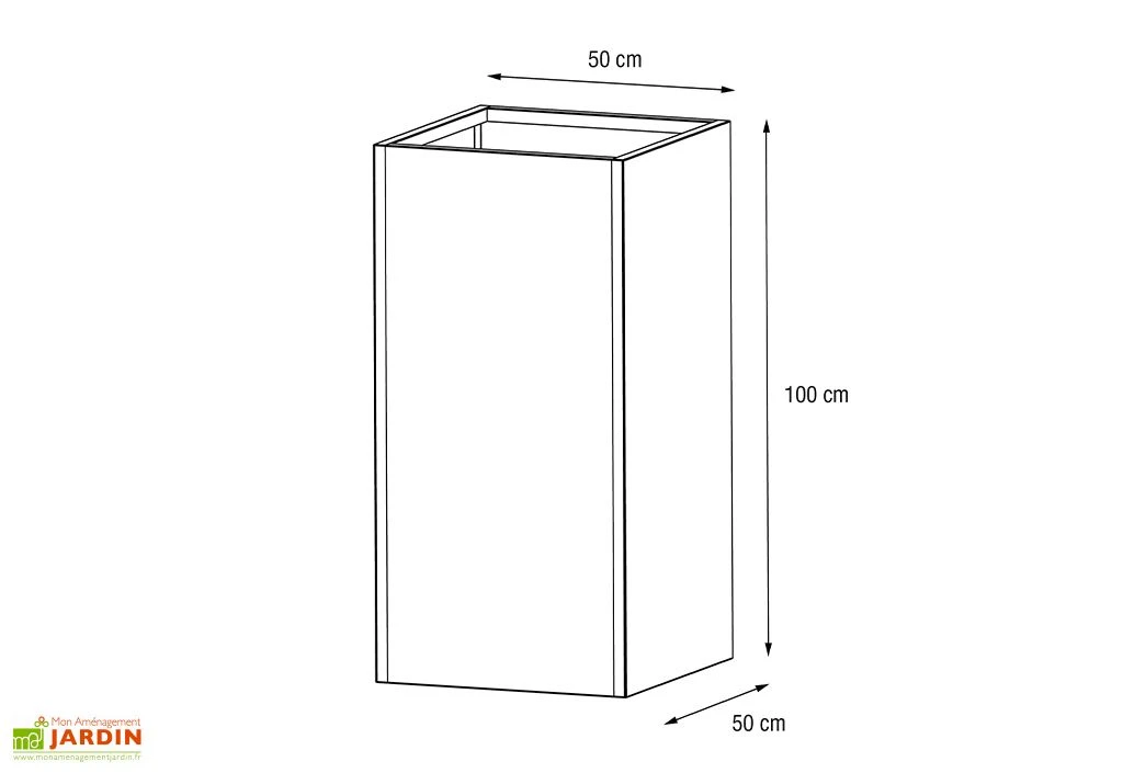 Jardinière Haute En Métal Thermolaqué – 50 X 50 X 100 Cm – Image 3