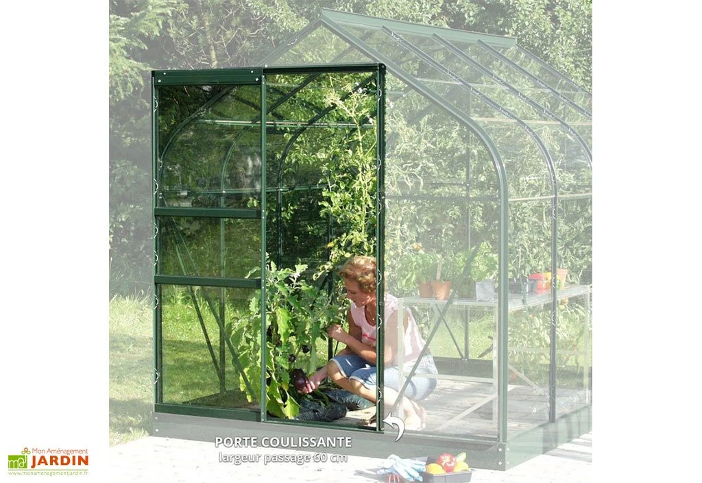 Serre De Jardin En Verre Trempé Lams 7,3 M² - Allium Vert – Image 2