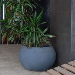 Roto Pot De Fleurs Extérieur En Polyéthylène Et Bois Ø50 X 30 Cm Swing