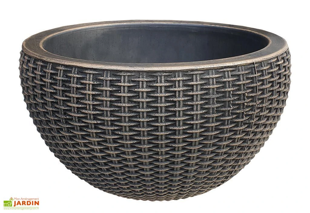 Roto Pot De Fleur En Polyéthylène Bambou H Ø33 X 20 Cm