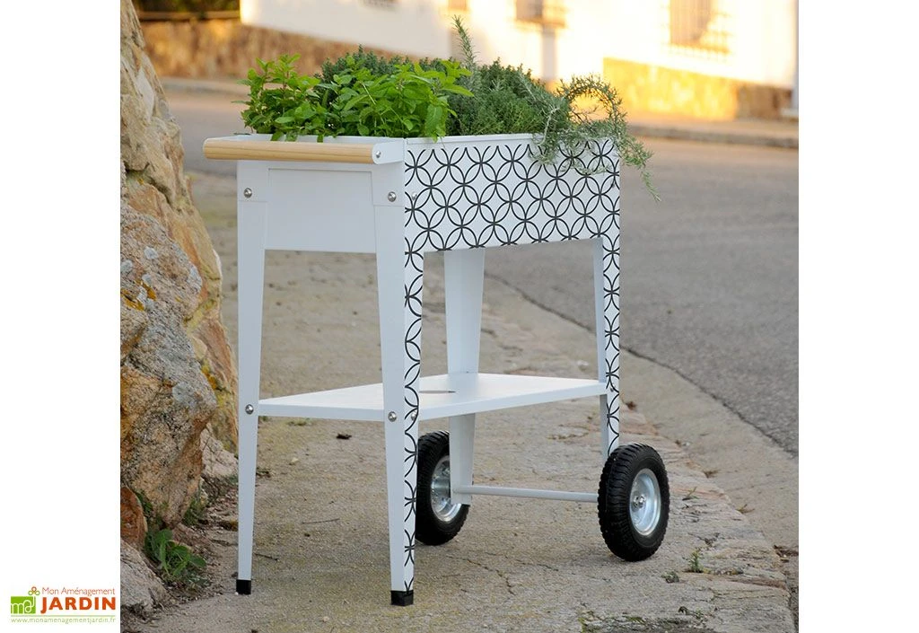 Potager Sur Pieds En Acier Avec Roulettes – Barcelona – Image 2