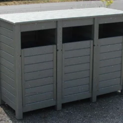 Poubelle De Tri Sélectif Extérieure En Composite Polymab Recyclé – 3 Bacs