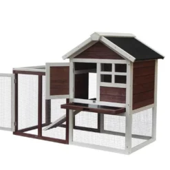 Poulailler En Bois Bicolore Standard 2-3 Poules (120 X 65 X 90 Cm)