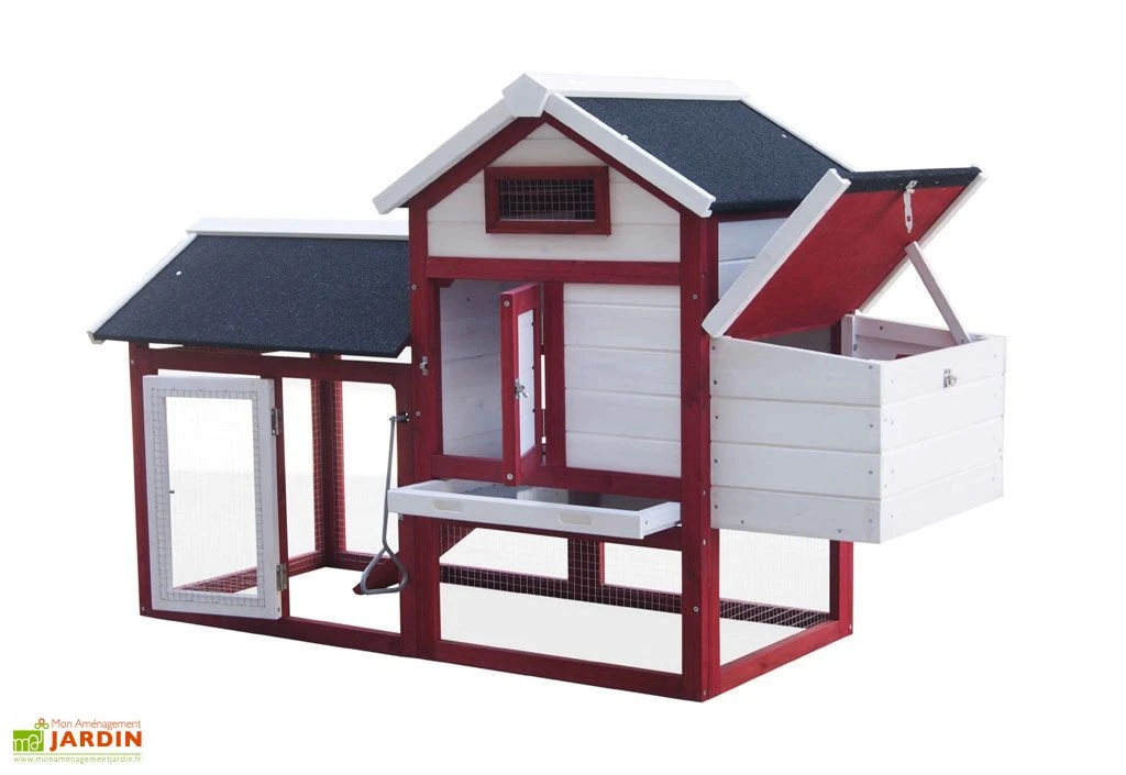 Poulailler En Bois Bicolore Standard 2-3 Poules (150 X 60 X 90 Cm) – Image 2