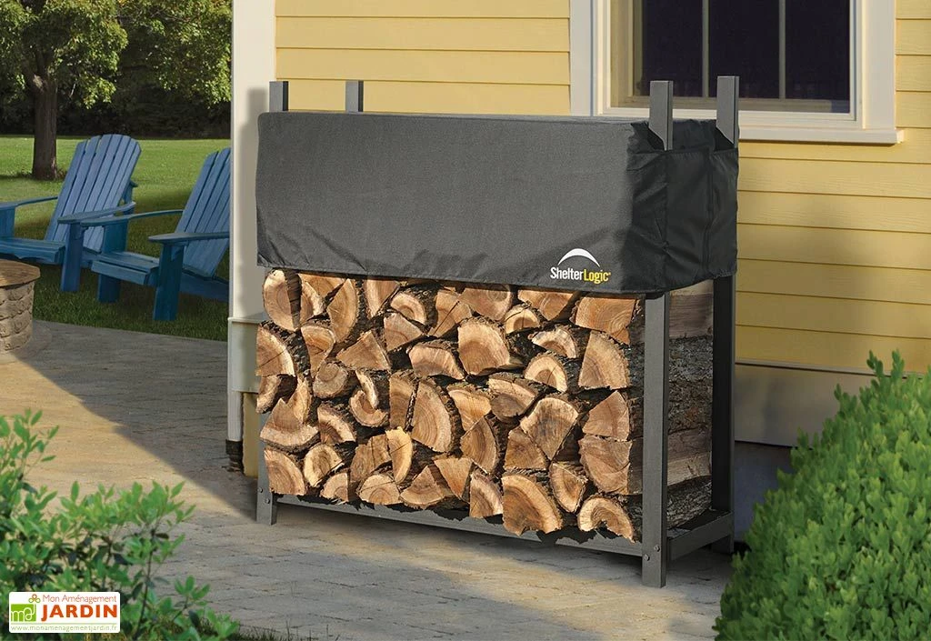 Range-Bûches En Acier Epoxy + Bâche De Protection 0,5 M³ – Image 3