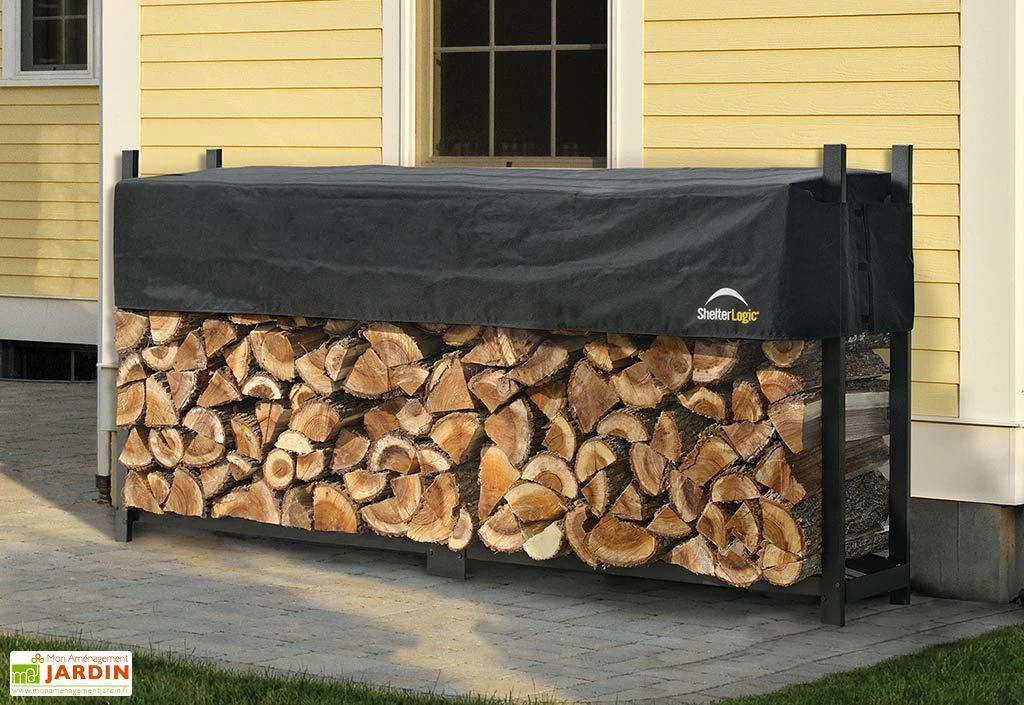 Bûcher En Acier Inoxydable + Bâche En Polyester 240 X 36 X 118 Cm – Image 2