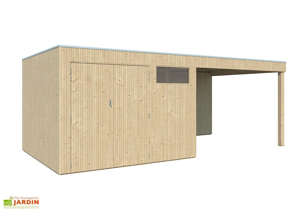 Abri De Jardin En Bois D’épicéa Brut Avec Auvent – 17,8 M² – Image 2
