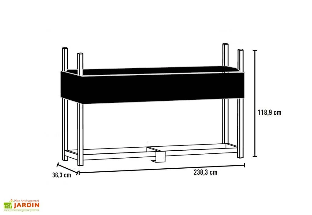 Bûcher En Acier Inoxydable + Bâche En Polyester 240 X 36 X 118 Cm – Image 3