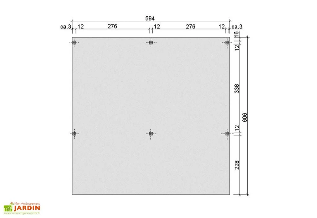 Carport Double En Bois De Pin Traité Sans Couverture – 35,99 M² – Image 2