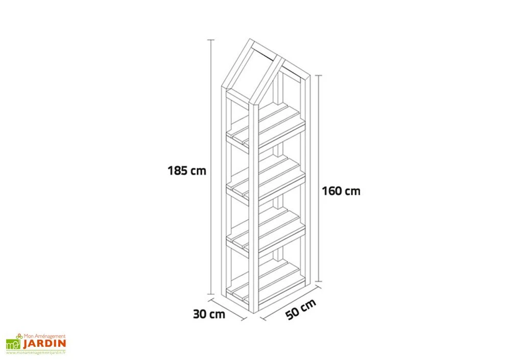 Étagère De Jardin En Bois De Pin Traité Campanile L - 50 X 30 X 185 Cm – Image 2