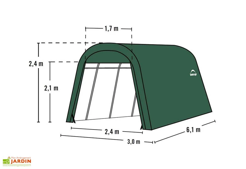 Garage En Toile Polyéthylène Et Acier 18,3 M² – Image 5