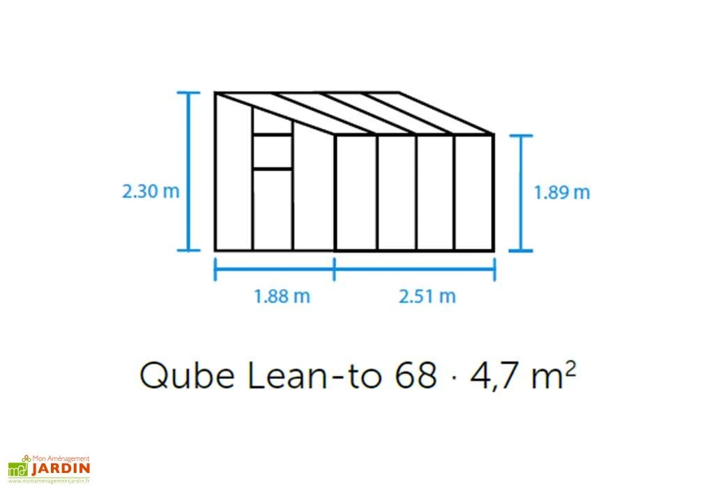 Halls Serre De Jardin Adossée En Verre Trempé Qube Lean-to 68 – 4,7 M² – Image 4