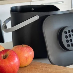 Seau à Compost En Polypropylène Noir - 18,5 X 18,5 X 22 Cm