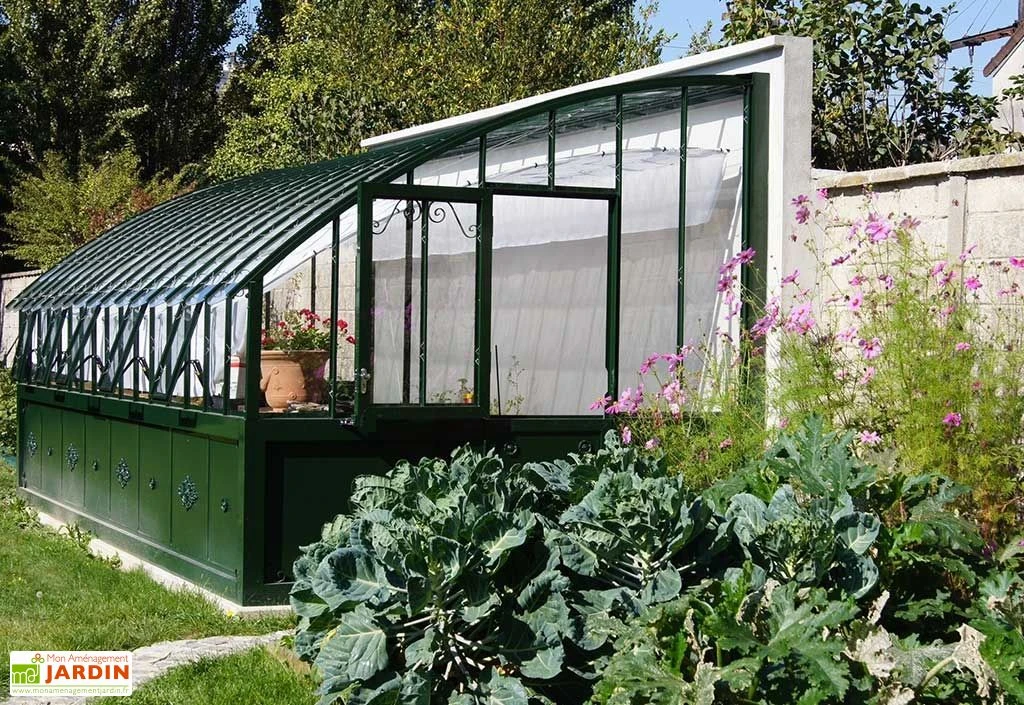 Serre Adossée Ancienne En Aluminium Et Verre Trempé 4mm Chambord 605x280 – Image 3