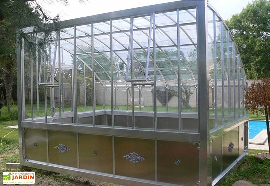 Serre Adossée Ancienne En Aluminium Et Verre Trempé 4mm Versailles 380x280m – Image 2