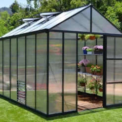 Serre De Jardin En Aluminium Et Polycarbonate Glory 8,9 M² - Grise
