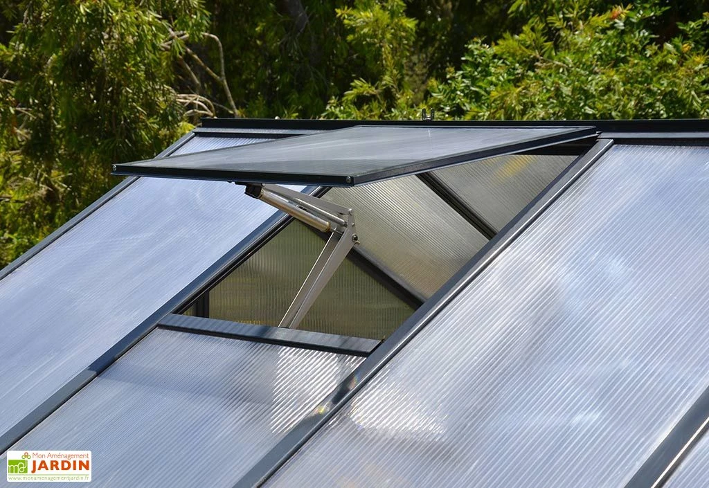 Serre De Jardin En Aluminium Et Polycarbonate Glory 8,9 M² - Grise – Image 4