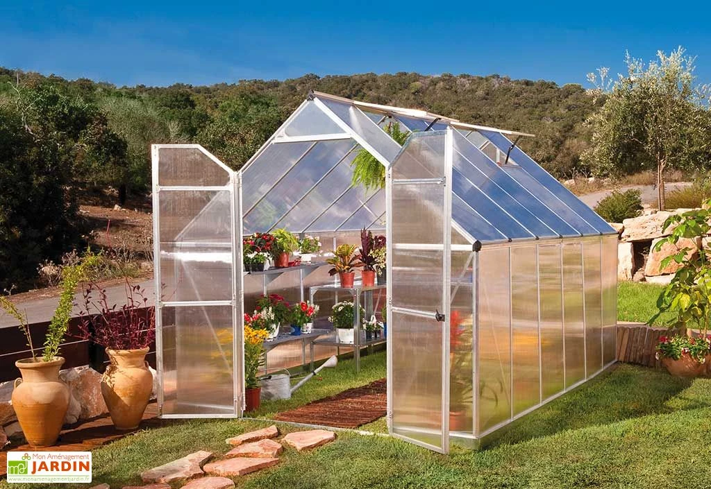 Serre De Jardin En Aluminium Et Polycarbonate Essence 9 M²