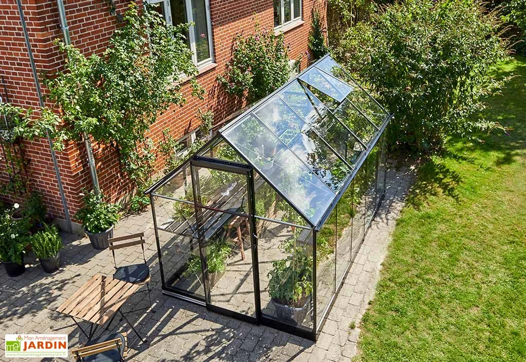 Halls Serre De Jardin En Aluminium Et Verre Trempé Qube 610 Noir 6,4 M² – Image 3
