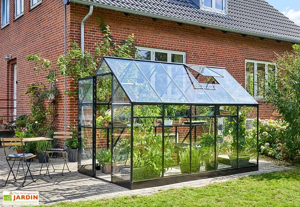 Halls Serre De Jardin En Aluminium Et Verre Trempé Qube 610 Noir 6,4 M² – Image 2