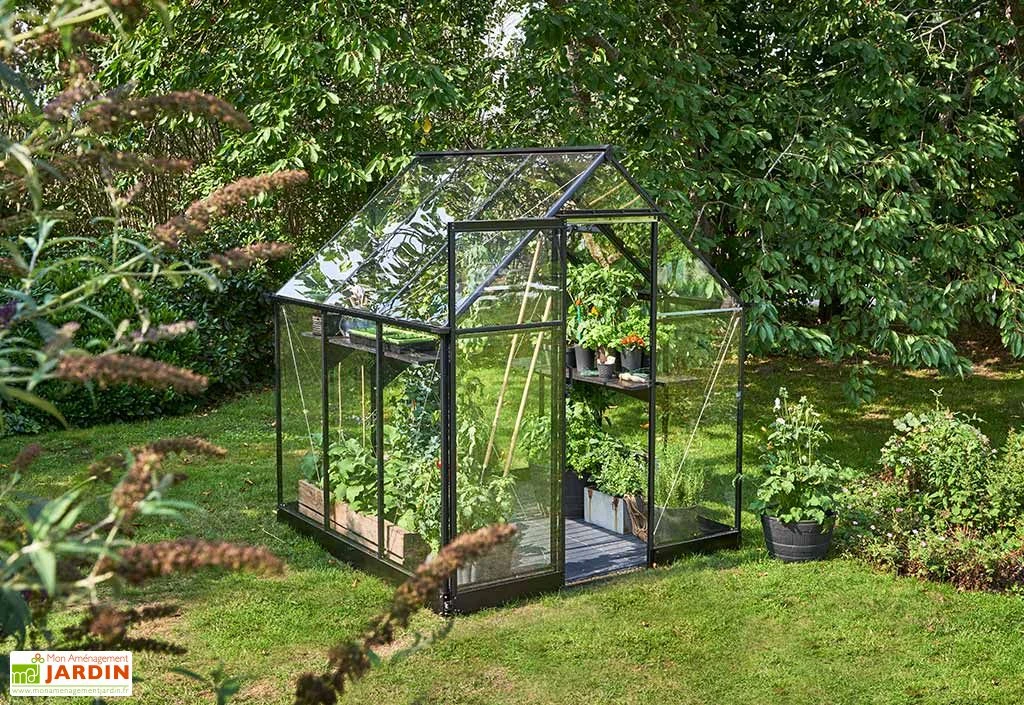 Halls Serre De Jardin En Aluminium Et Verre Trempé Qube 66 Noir 3,9 M²