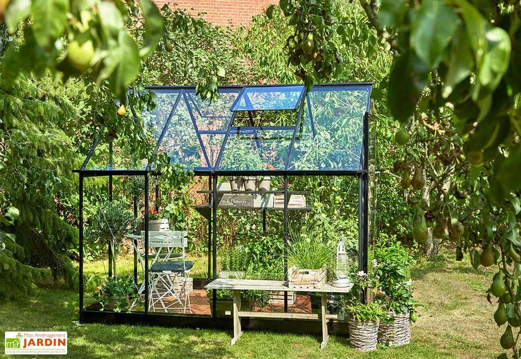 Halls Serre De Jardin En Aluminium Et Verre Trempé Qube 68 Noir 5,1 M² – Image 2
