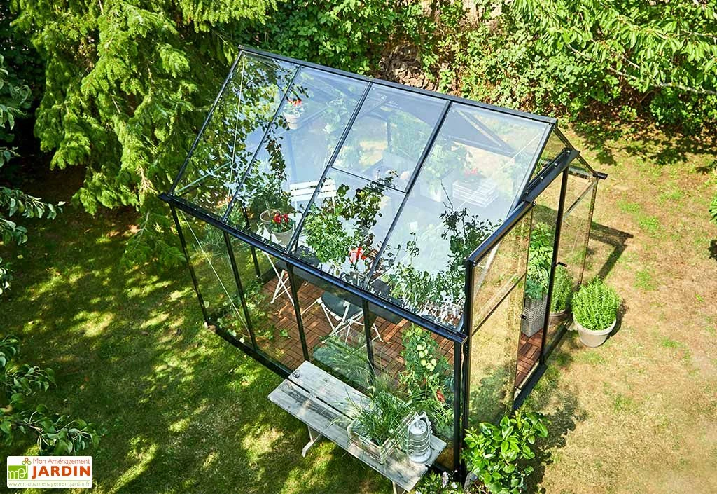Halls Serre De Jardin En Aluminium Et Verre Trempé Qube 68 Noir 5,1 M² – Image 3