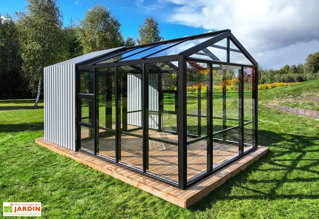 Serre De Jardin En Bois Et Verre Trempé Avec Panneaux Occultants – Mimosas – Image 3