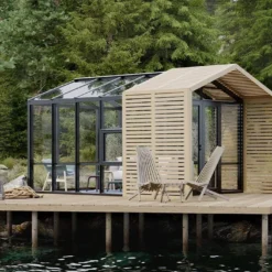 Serre De Jardin En Bois Et Verre Trempé Avec Panneaux Occultants – Lilas