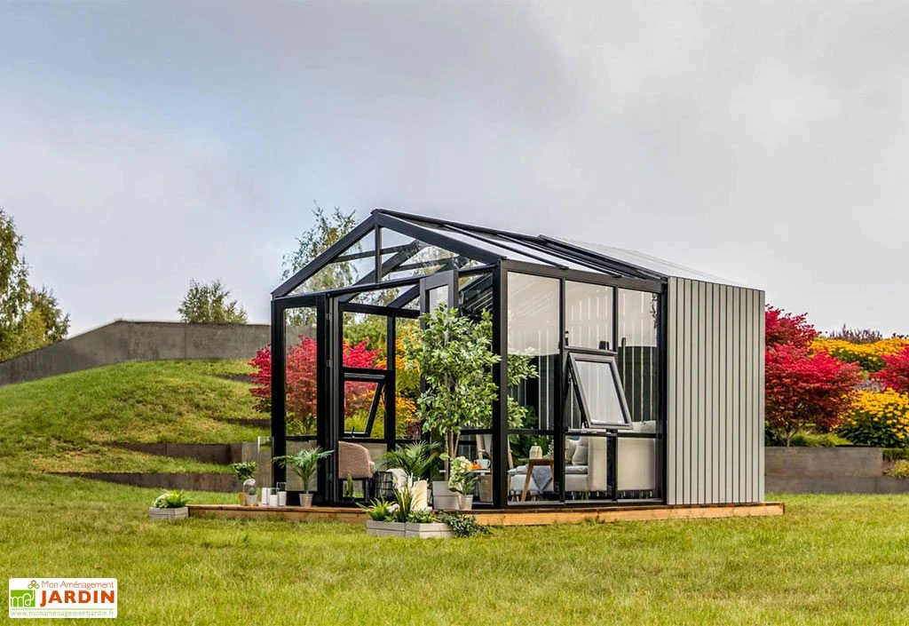 Serre De Jardin En Bois Et Verre Trempé Avec Panneaux Occultants – Jasmin – Image 2