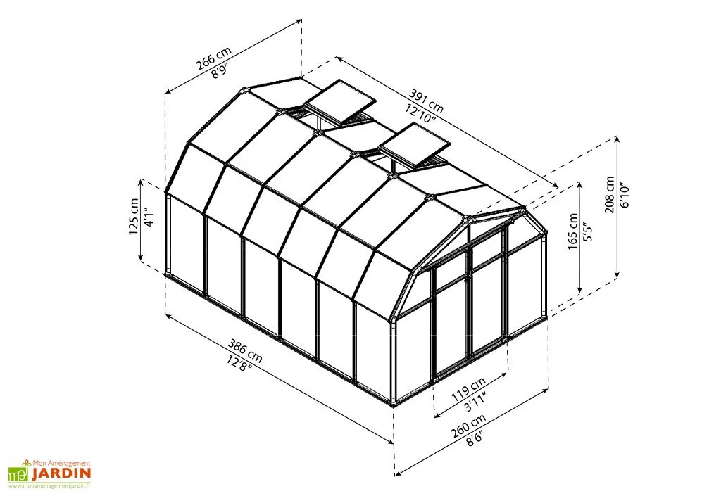 Serre De Jardin Polycarbonate Et PVC 4 X 2,5 M – Hobby Gardener 8x12 – Image 3
