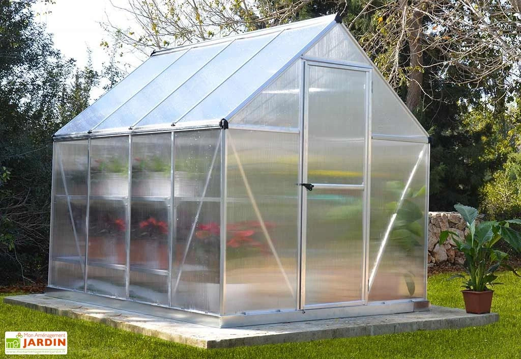 Serre De Jardin Grise Polycarbonate Aluminium 2,5 X 2 M – Mythos 6x8 – Image 2