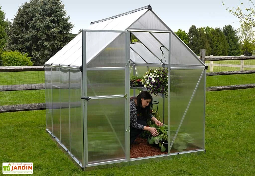 Serre De Jardin Grise Polycarbonate Aluminium 2,5 X 2 M – Mythos 6x8 – Image 4