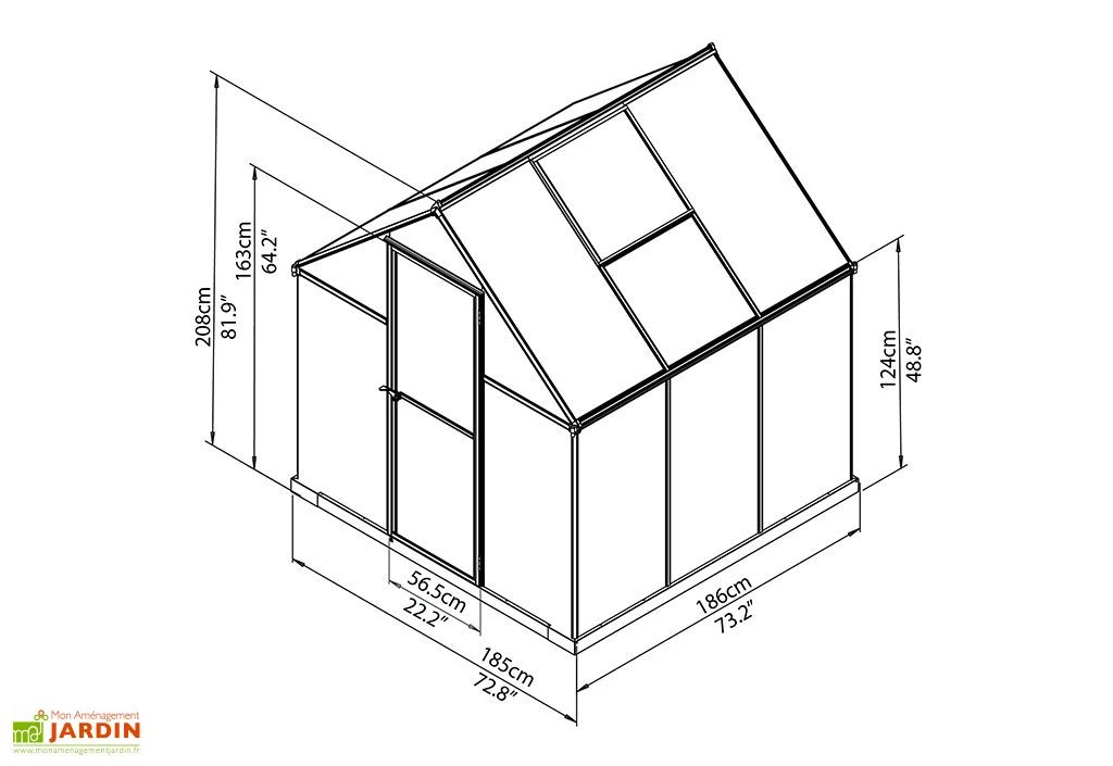 Serre De Jardin Grise Polycarbonate Aluminium 2 X 2 M – Mythos 6x6 – Image 4