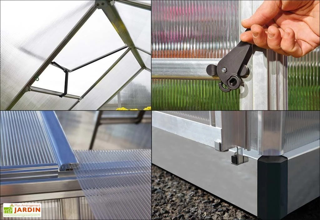 Serre De Jardin Grise Polycarbonate Aluminium 2 X 2 M – Mythos 6x6 – Image 5