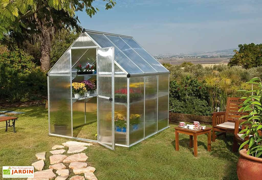 Serre De Jardin Grise Polycarbonate Aluminium 2 X 2 M – Mythos 6x6 – Image 2